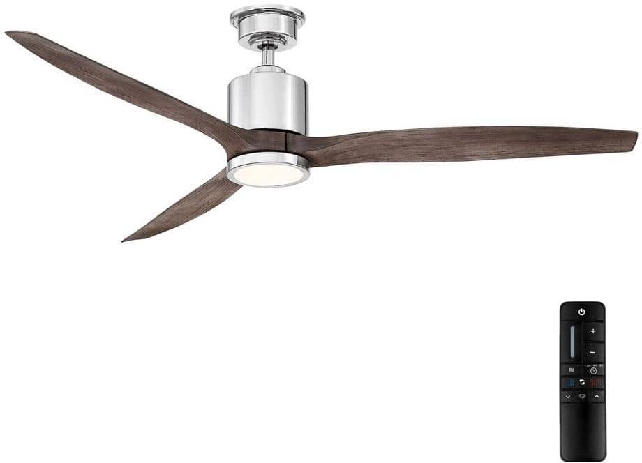 Home Decorators Collection Triplex 60 in. LED Polished Nickel Ceiling Fan with Light