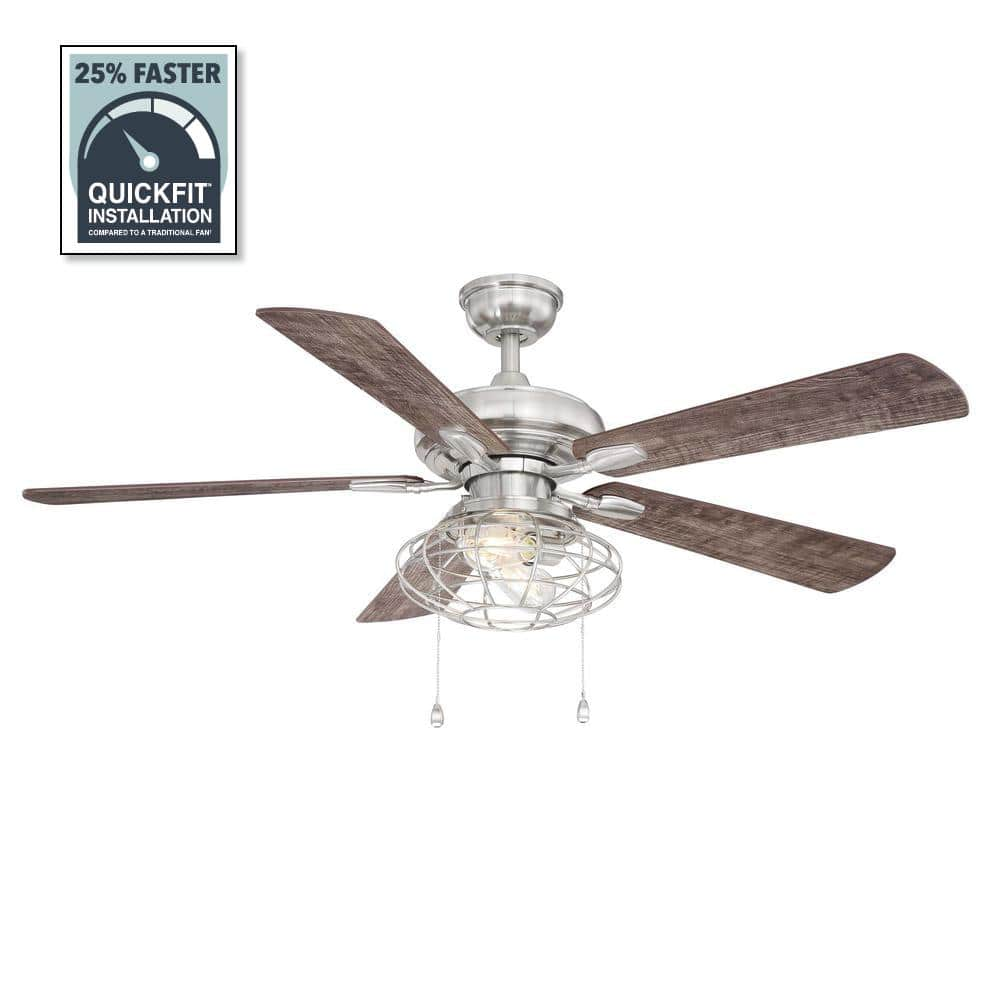 Home Decorators Collection Ellard 52 in. LED Brushed Nickel Ceiling Fan with Light Kit