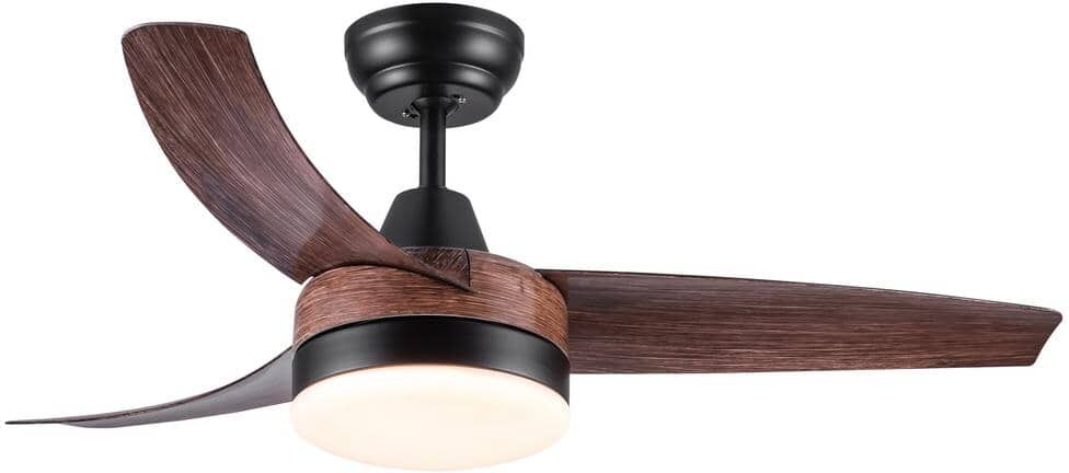 Modland Light Pro 42 in. Integrated LED Indoor Brown Ceiling Fan with Light Kit and 3 Wood Grain ABS Blades