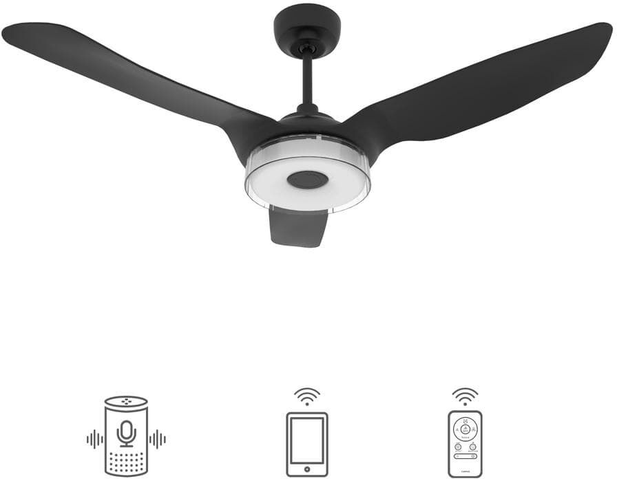 CARRO Finley 52 in. Dimmable LED Indoor Black Smart Ceiling Fan with Light and Remote, Works with Alexa and Google Home