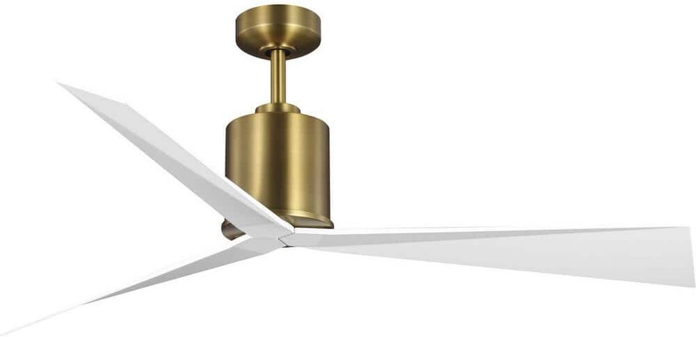 Progress Lighting Paso Collection 60-in Three-Blade Vintage Brass Luxe Industrial Ceiling Fan with 3 Speed Remote Control and Wall Bracket