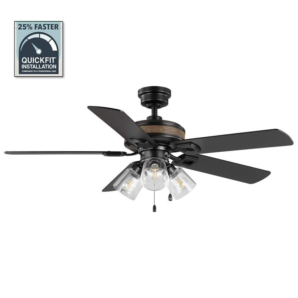 Home Decorators Collection 52 in. Sederio Indoor Matte Black LED Ceiling Fan with Light Kit