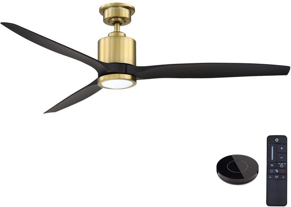 Home Decorators Collection Triplex 60 in. LED Brushed Bronze Ceiling Fan with Light and Remote Control works with Google and Alexa