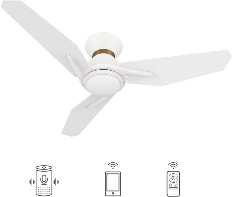 CARRO Tilbury 44 in. Integrated LED Indoor/Outdoor White Smart Ceiling Fan with Light and Remote, Works with Alexa/Google Home