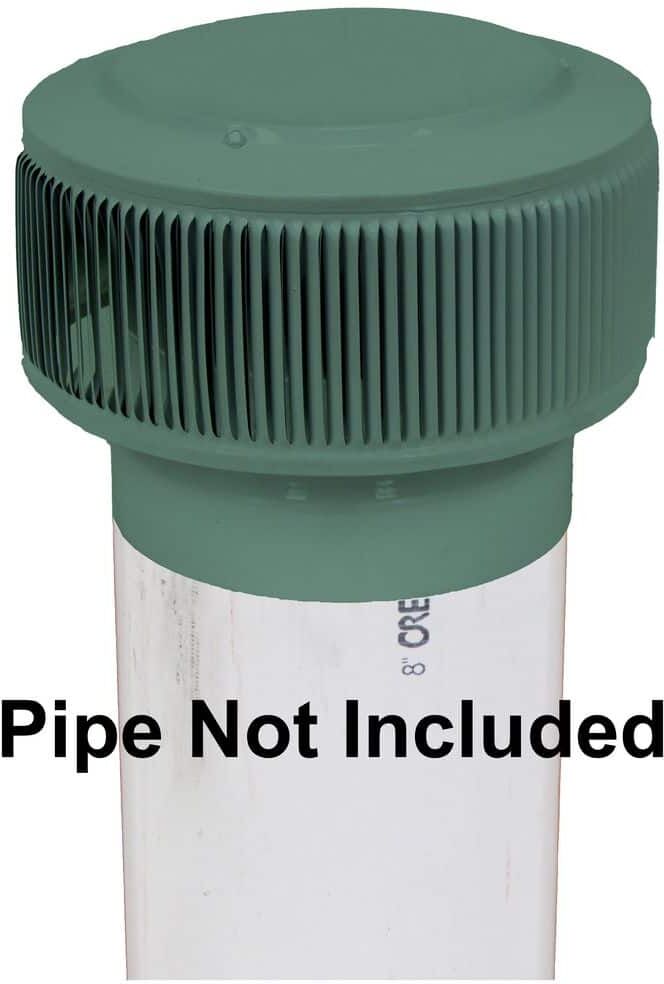 Active Ventilation Aura PVC Vent Cap 8 in. Dia Green Aluminum Exhaust Static Roof Vent with Adapter for Sch. 40 or Sch. 80 PVC Pipe