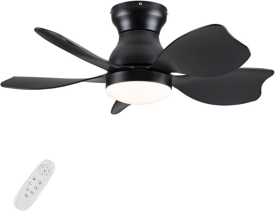 Modland Light Pro 30 in. LED Blade Span 7 in. Indoor Black Smart Ceiling Fan with Remote Control for Small Children Room