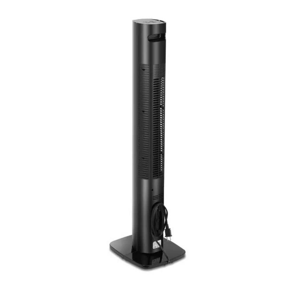 Aoibox 36 in. 3 Fan Speeds Digital Tower Fan Oscillating Remote Control ETL Listed in Black Finish