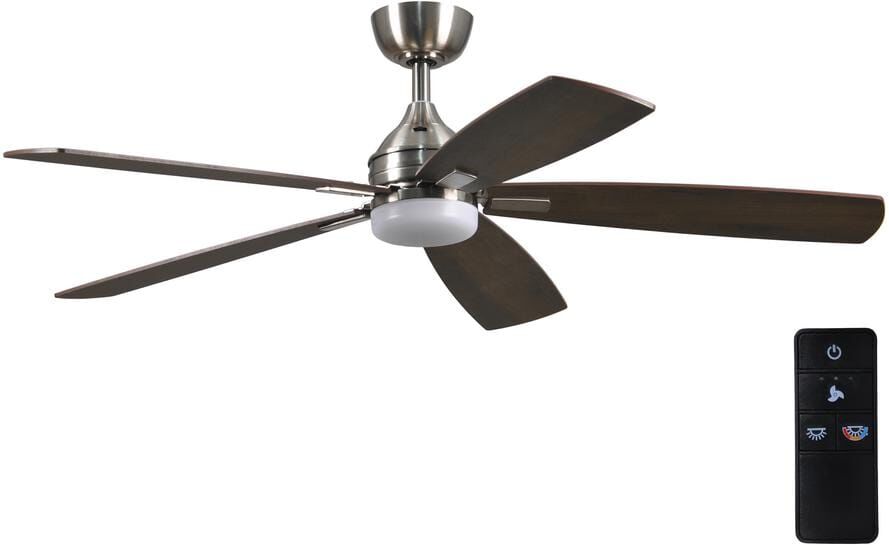 Home Decorators Collection Beckford 52 in. Indoor Brushed Nickel Ceiling Fan with Adjustable White Integrated LED with Remote Control Included