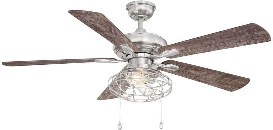 Home Decorators Collection Ellard 52 in. LED Brushed Nickel Ceiling Fan with Light Kit