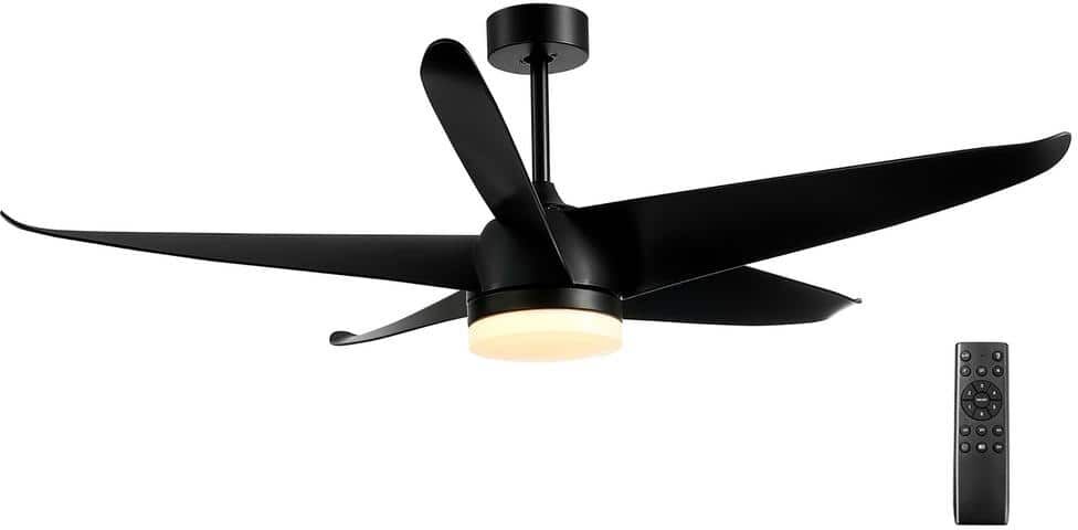 Costway 60 in. Black Reversible Ceiling Fan with Light 2700K/4200K/6500K Adjustable LED Fan