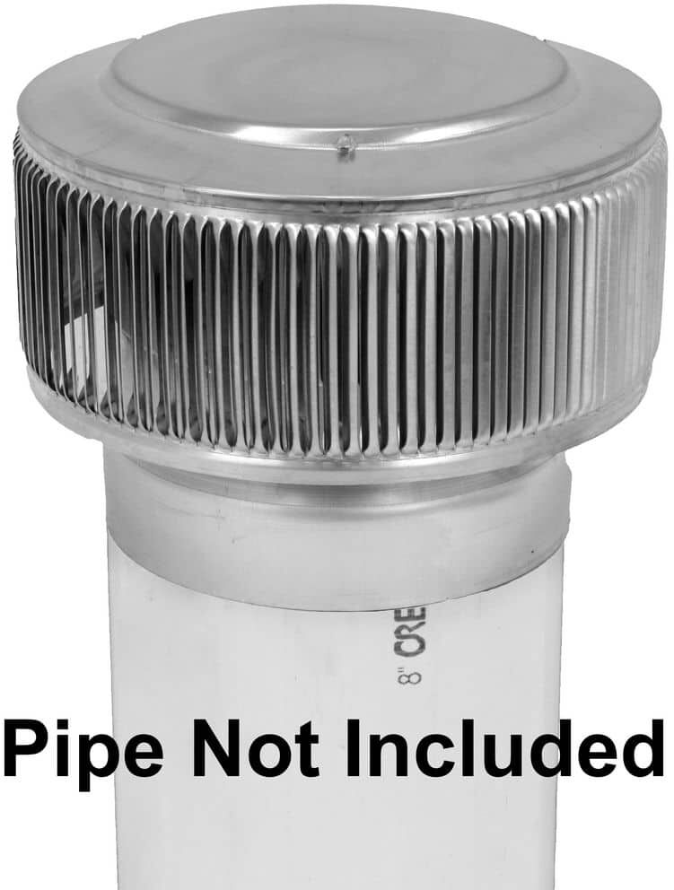 Active Ventilation Aura PVC Vent Cap 8 in. Dia Mill Finish Aluminum Exhaust Static Roof Vent with Adapter for Sch. 40 or Sch. 80 PVC Pipe