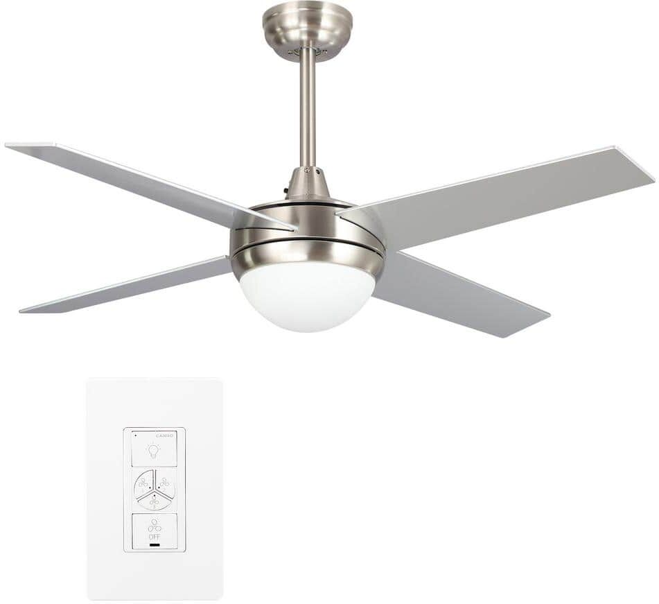 CARRO Nova 48 in. Integrated LED Indoor Silver Smart Ceiling Fan with Light Kit and Wall Control, Works with Alexa/Google Home