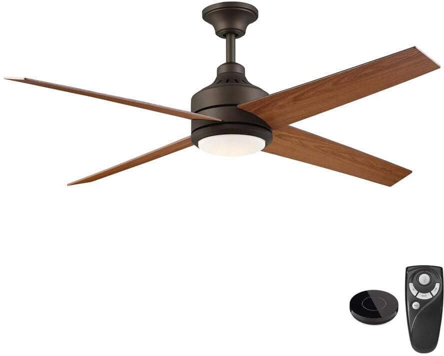 Home Decorators Collection Mercer 56 in. Integrated LED Indoor Oil Rubbed Bronze Ceiling Fan with Light Kit works with Google Assistant and Alexa