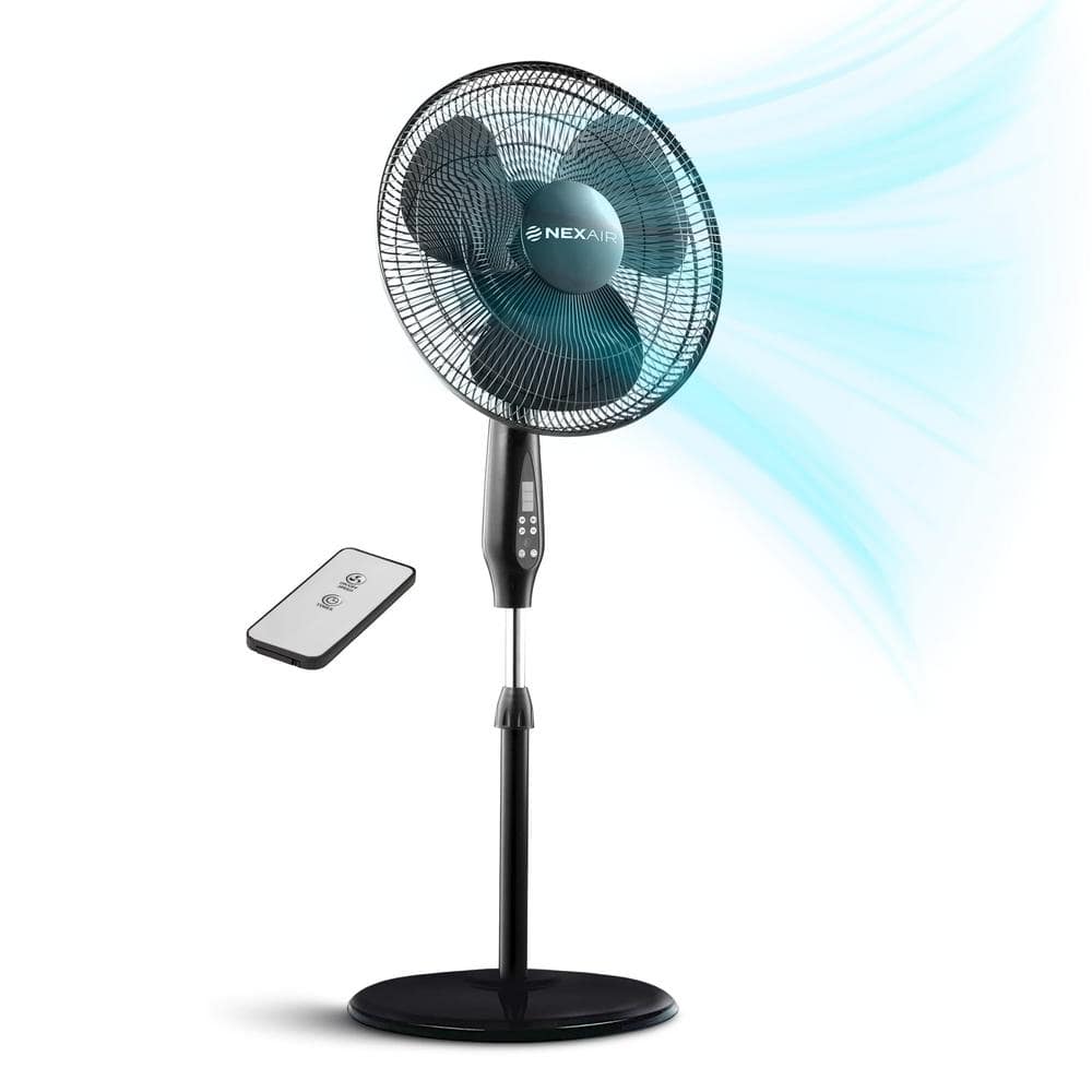 The Plumber's Choice NEXAIR Oscillating 16 in. Pedestal Stand Fan, Quiet Operating, Remote Control, 3 Speed Standing Fan, Adjustable Height