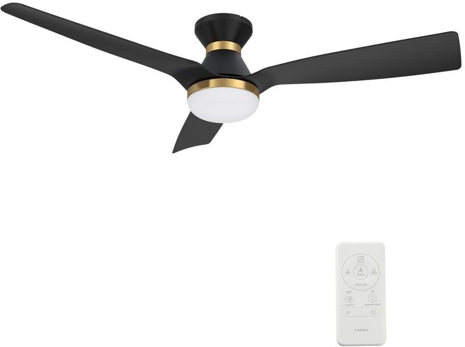 CARRO Striver II 52 in. Integrated LED Indoor Black Smart Ceiling Fan with Light and Remote, Works with Alexa and Google Home