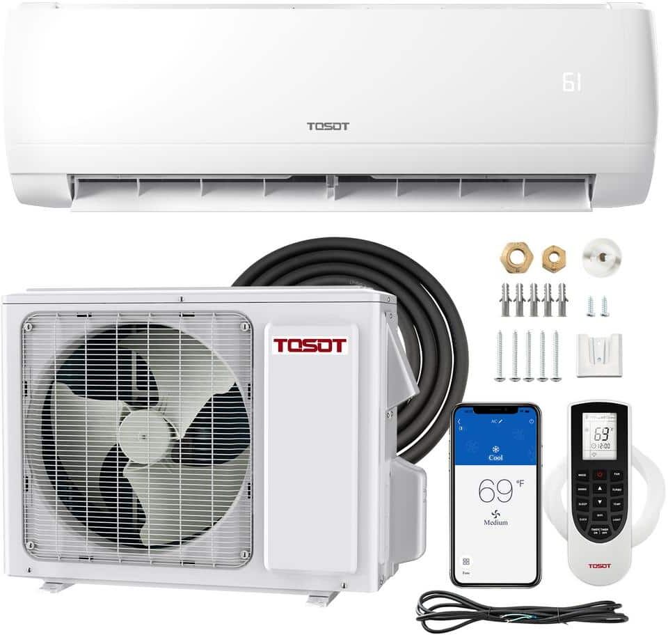 Tosot 9,000 BTU Mini-Split Air Conditioner, Wifi Enabled Inverter Heating System - 20 SEER2 115V