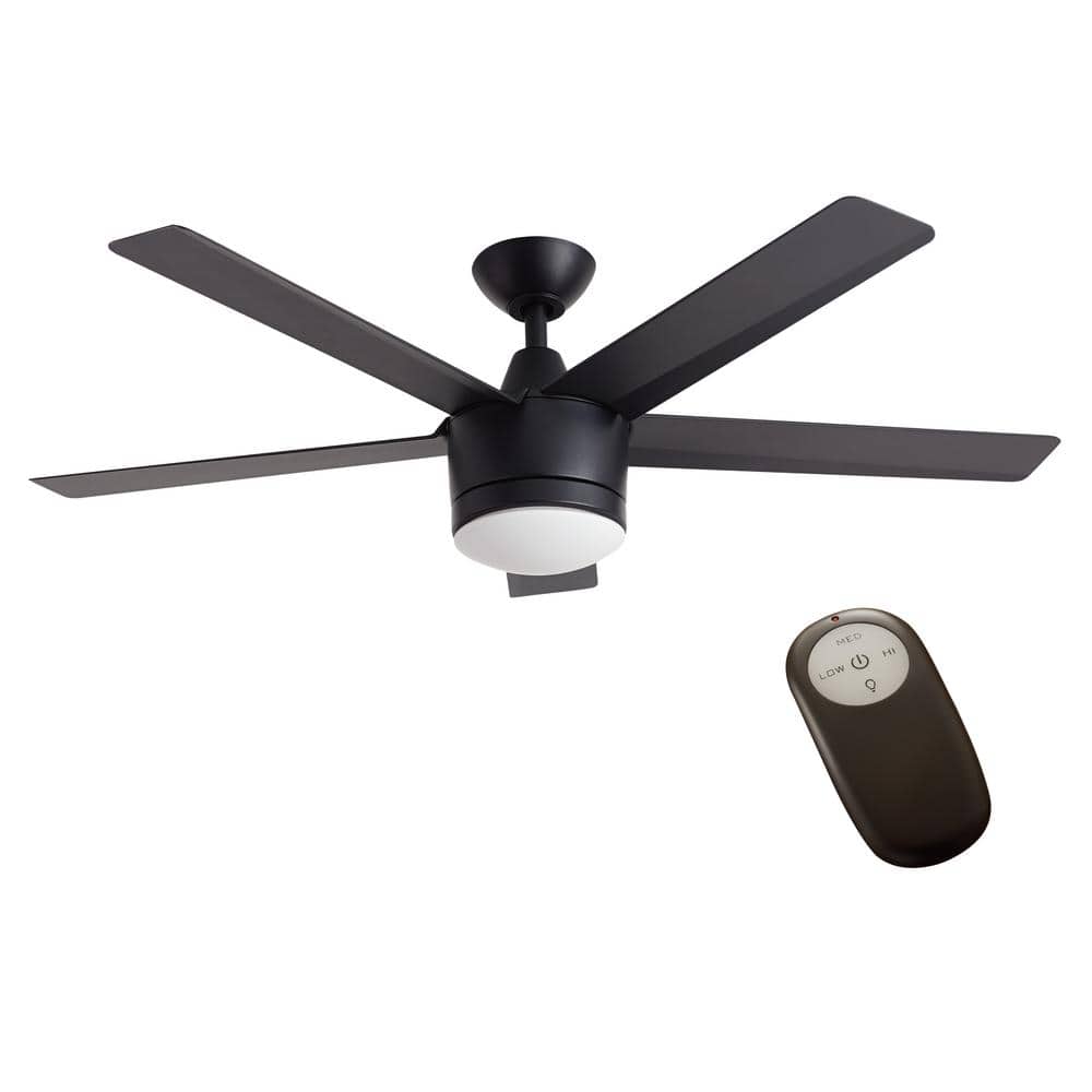 Home Decorators Collection Merwry 48 in. Integrated LED Indoor Matte Black Ceiling Fan with Light Kit and Remote Control