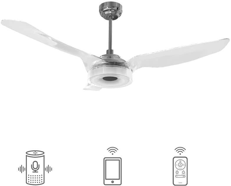 CARRO Icebreaker 56 in. Indoor/Outdoor Silver Smart Ceiling Fan, Dimmable LED Light and Remote,Works w/ Alexa/Google Home/Siri