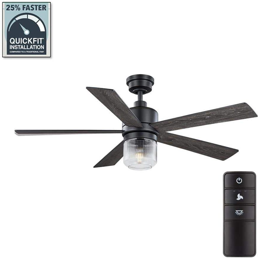 Home Decorators Collection 52 in. Veterno Indoor Matte Black LED Ceiling Fan with Remote Control