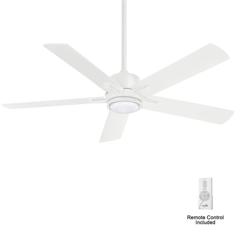 MINKA-AIRE Stout 54 in. LED Indoor Flat White Ceiling Fan with Light and Remote Control