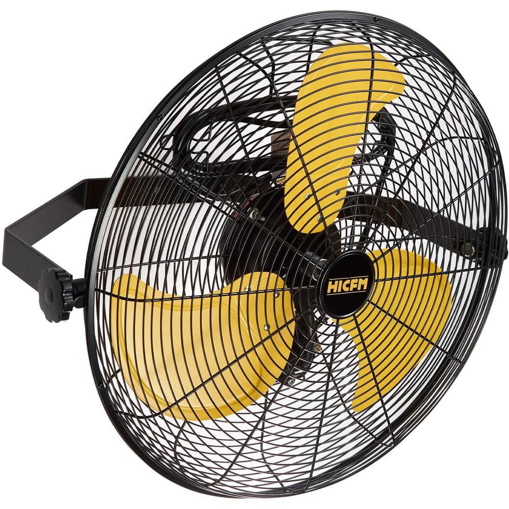 Elexnux 20 in. 3-Speeds Outdoor Wall Mounted Fan in Yellow with IP44 Enclosure Motor, Sealed Control Box, GFCI Plug