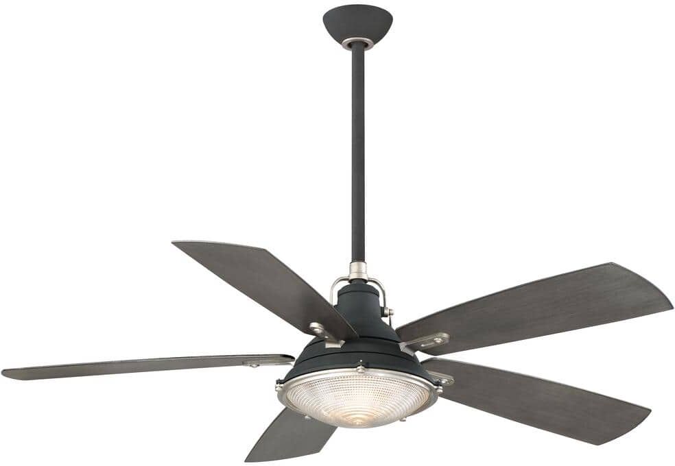 MINKA-AIRE Groton 56 in. Integrated LED Indoor/Outdoor Sand Black and Weathered Steel Ceiling Fan with Light and Remote Control