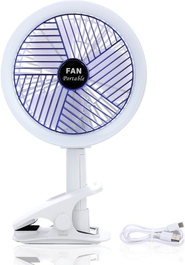 Tidoin 7.1 in. 4 Fan Speeds Person Fan in White with 360° Rotating Detachable Clamp Fan and Battery Powered(Not included)