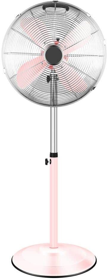 Aoibox 16 in. High Velocity Stand Fan, Adjustable Heights, 75°Oscillating, Low Noise, 3 Settings Speeds, Pink