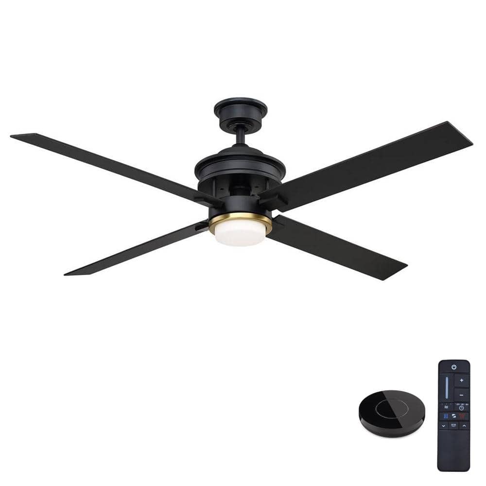 Home Decorators Collection Lincolnshire 60 in. LED Matte Black Ceiling Fan with Light and Remote Control works with Google and Alexa