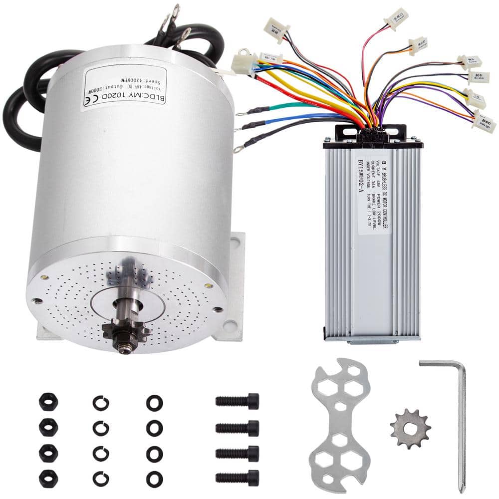 VEVOR Brushless Motor Kit 2000-Watt High Speed Electric Scooter Motor 4300RPM 42 Amp with Mounting Bracket, Speed Controller