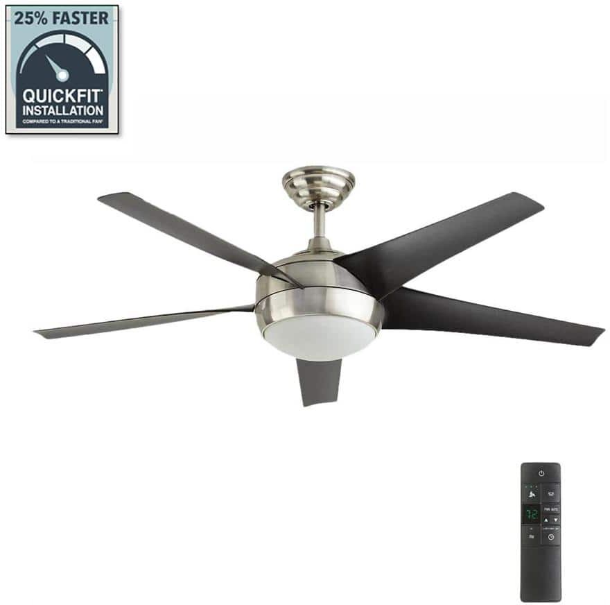 Home Decorators Collection Windward IV 52 in. Indoor LED Brushed Nickel Ceiling Fan with Dimmable Light Kit, Remote Control and Reversible Motor