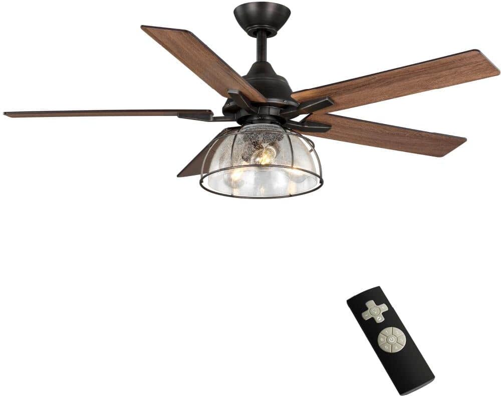 Home Decorators Collection Casun 52 in. LED Indoor Aged Iron Ceiling Fan with Remote Control and Light Kit