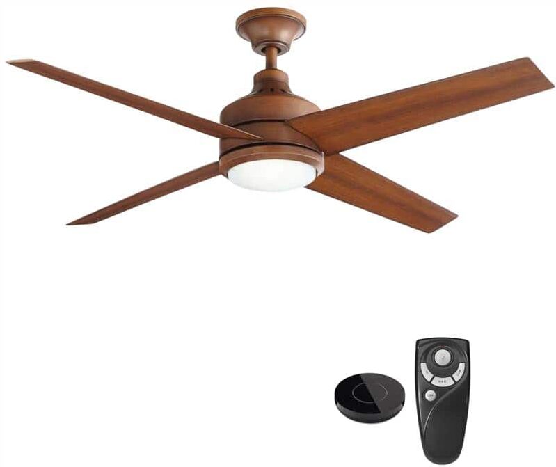 Home Decorators Collection Mercer 52 in. Integrated LED Indoor Distressed Koa Ceiling Fan with Light Kit works with Google Assistant and Alexa