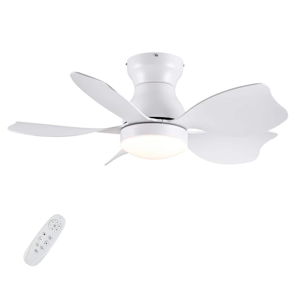 Jushua 30 in. LED Indoor Dimmable Timer Six speeds White Smart Ceiling Fan with Remote Control for Small Children Room