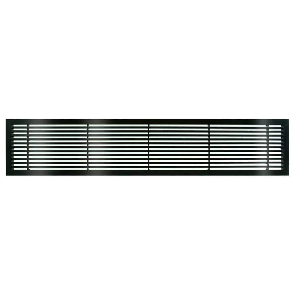 Architectural Grille AG20 Series 6 in. x 42 in. Solid Aluminum Fixed Bar Supply/Return Air Vent Grille, Black-Gloss