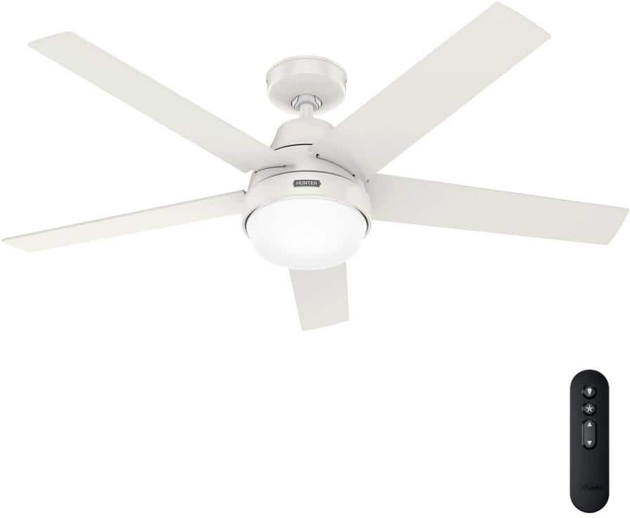 Hunter Aerodyne 52 in. Indoor Fresh White Smart Ceiling Fan with Remote Works with Google Assistant, Alexa and Homekit