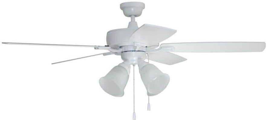 CRAFTMADE Twist N Click 52 in. Indoor White Dual Mount 3-Speed Finish Ceiling Fan with 4-Light Frosted Glass Light Kit