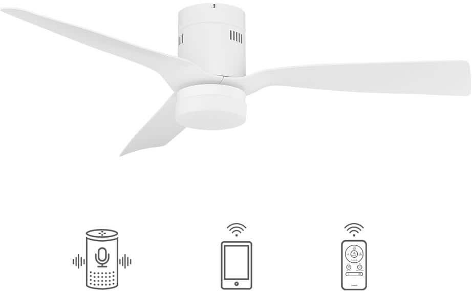 CARRO Striver 52 in. Indoor White Smart Ceiling Fan with Dimmable LED Light and Remote, Works with Alexa and Google Home