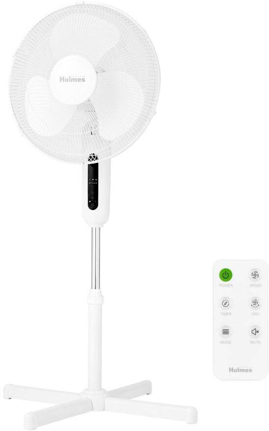 Holmes 16 in. Digital Oscillating 3-Speed Stand Fan with Remote Control White