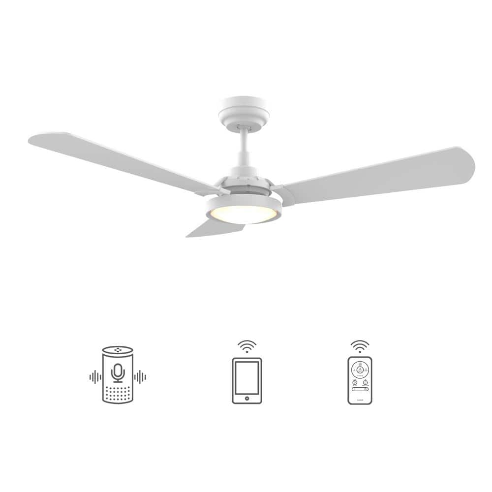 CARRO Veter 56 in. Dimmable LED Indoor/Outdoor White Smart Ceiling Fan with Light and Remote, Works with Alexa/Google Home