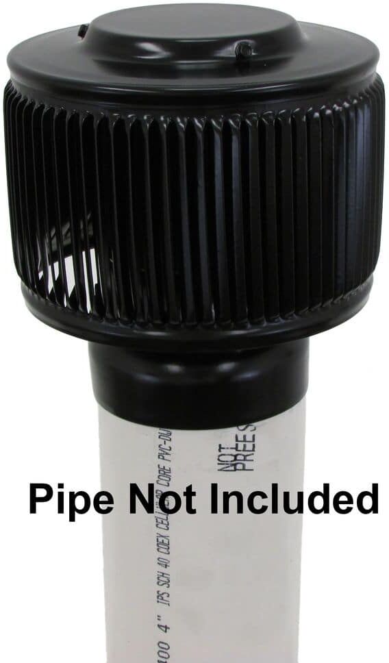 Active Ventilation 4 in. Dia Aura PVC Vent Cap Exhaust with Adapter for Schedule 40 or Schedule 80 PVC Pipe in Black