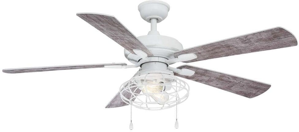 Home Decorators Collection Ellard 52 in. LED Matte White Ceiling Fan with Light Kit