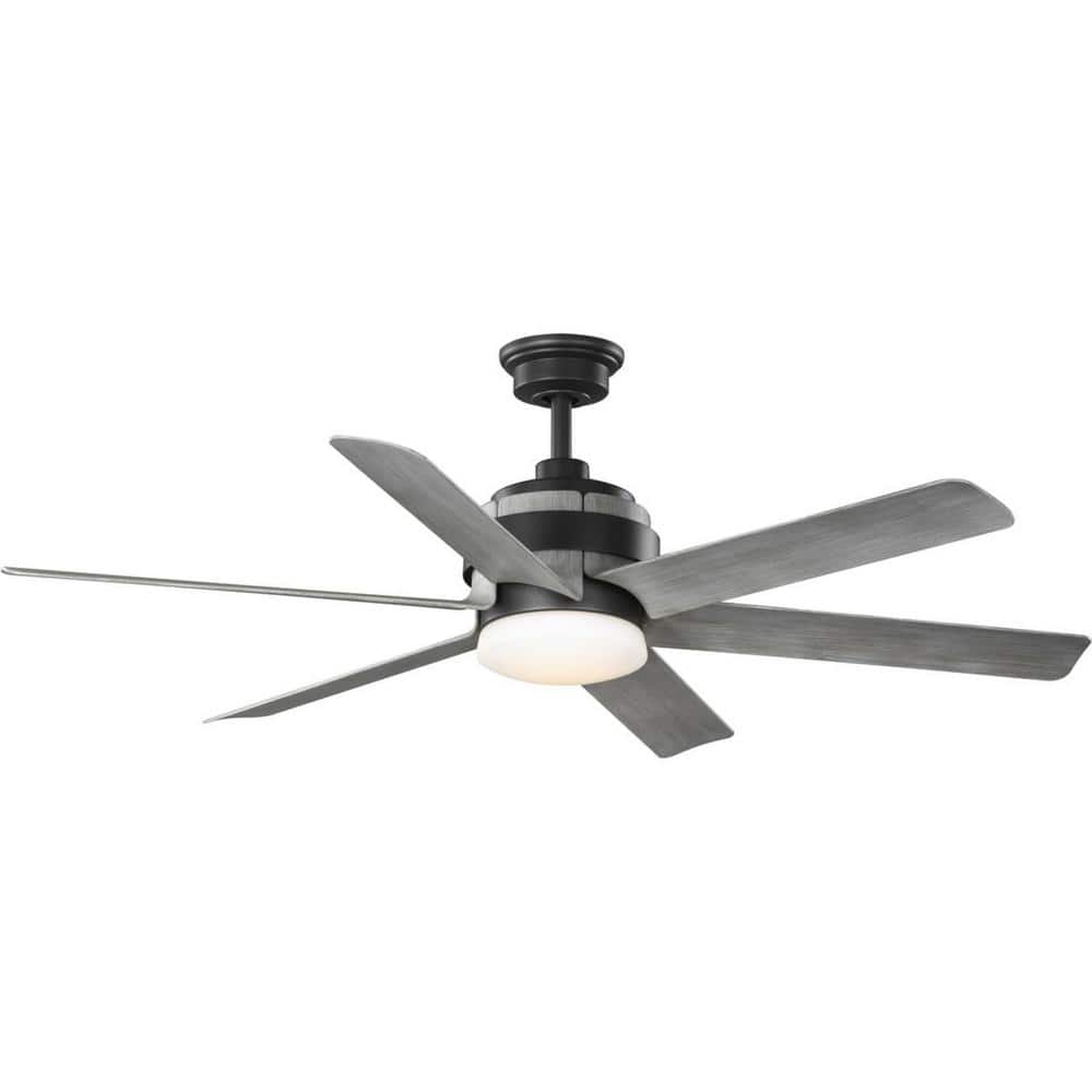 Progress Lighting Kaysville 56 in. Indoor/Outdoor Integrated LED Graphite Urban Industrial Ceiling Fan with Remote Included
