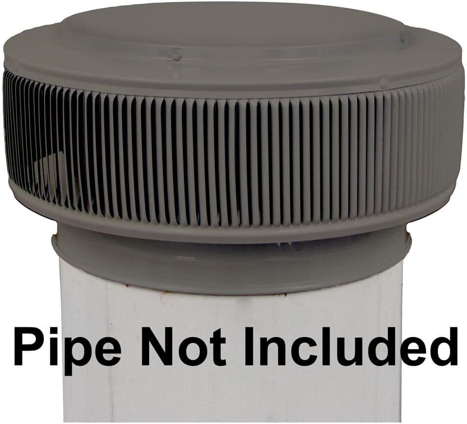 Active Ventilation 12 in. D Grey Aluminum Aura PVC Vent Cap Exhaust Static Roof Vent with Adapter for Sch. 40 or Sch. 80 PVC Pipe