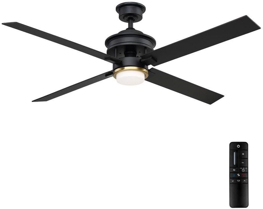 Home Decorators Collection Lincolnshire 60 in. LED Matte Black Ceiling Fan with Light