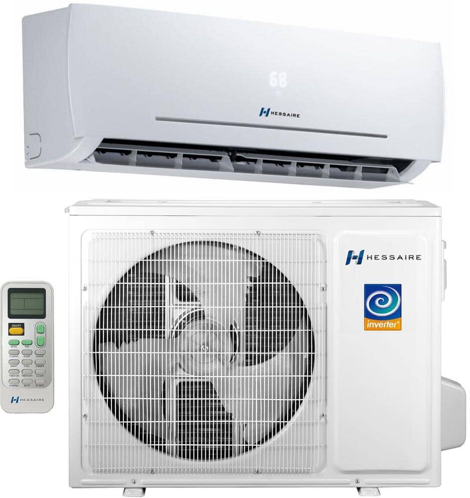 Hessaire DIY 12,000 BTU 1-Ton Ductless Mini Split Air Conditioner and Heat Pump with Variable Speed Inverter and Remote, 208/230V