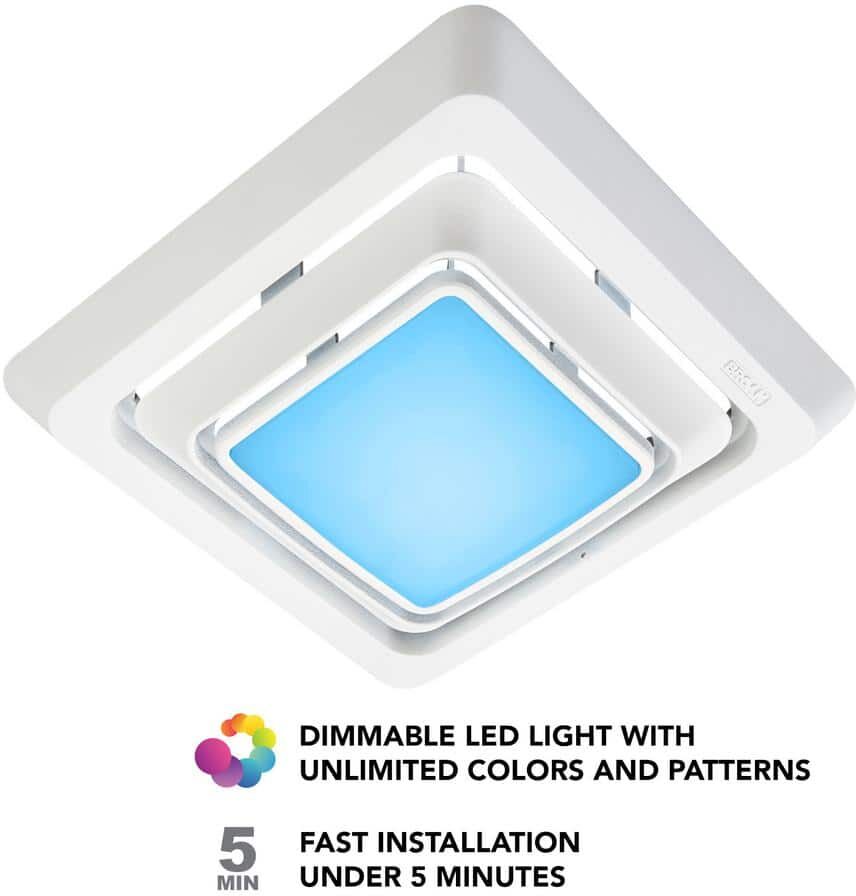 Broan-NuTone ChromaComfort Quick Install Bathroom Exhaust Fan Upgrade Cover w/Customizable Multi-Color LEDs, Smart Phone App