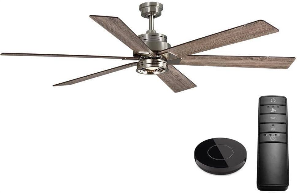 Home Decorators Collection Statewood 70 in. Indoor LED Brushed Nickel Ceiling Fan with Remote Control Works with Google Assistant and Alexa