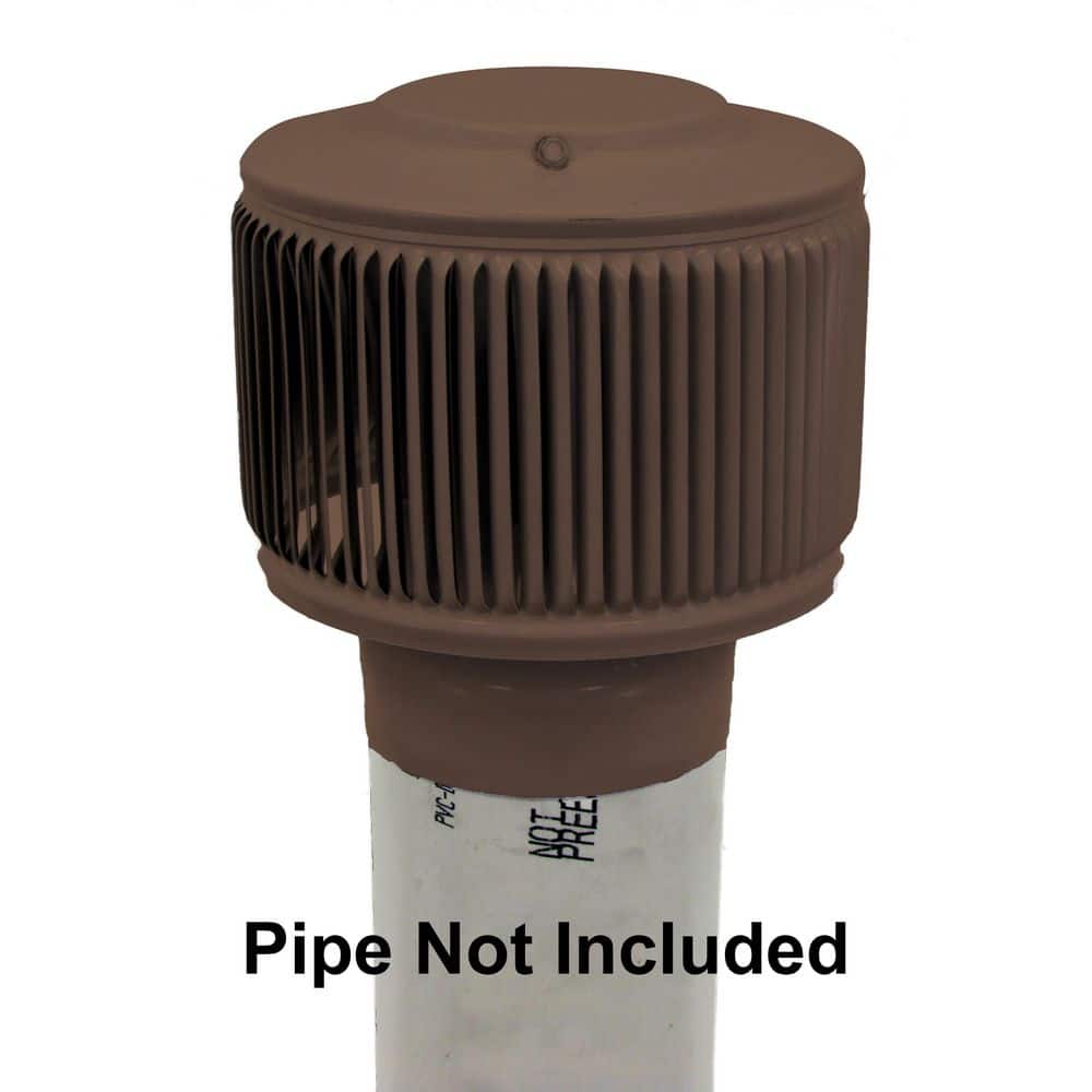 Active Ventilation 4 in. D Aluminum Aura PVC Static Roof Vent Cap Exhaust with Adapter for Sch. 40 or Sch. 80 PVC Pipe in Brown