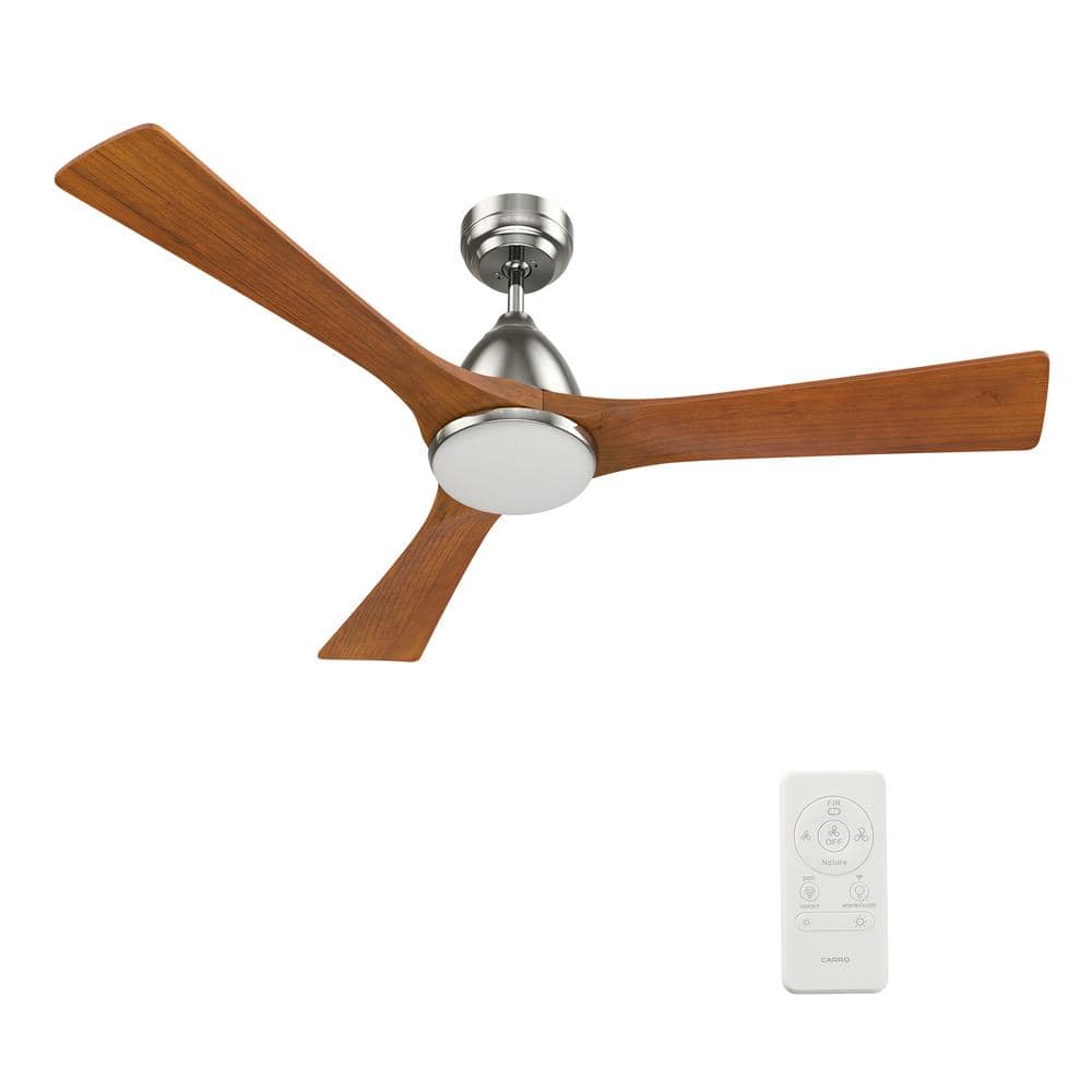 CARRO Antrim II 52 in. Integrated LED Indoor/Outdoor Nickel Smart Ceiling Fan with Light, Remote Works with Alexa/Google Home